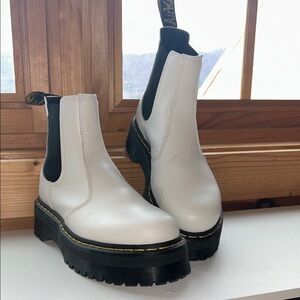 Dr. Martens White Ankle Boots with Black Soles